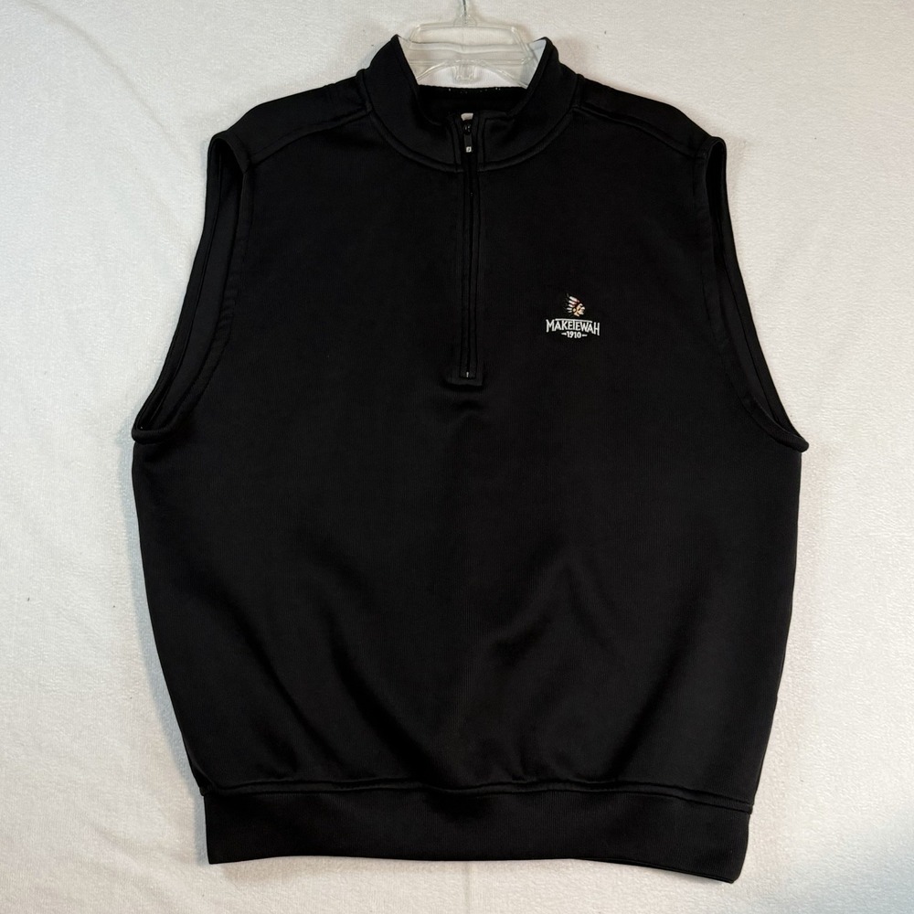 Footjoy 1/4‎ Zip Pullover Black Vest LG Ribbed Knit Maketewah Country Club Ohio